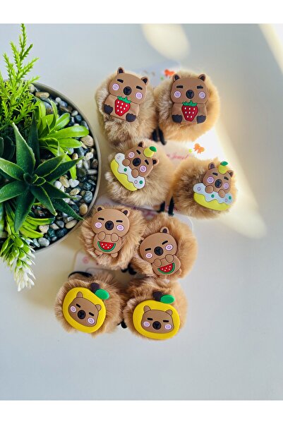 NEHİRDEN 2 Pack Furry Plush Capybara Rubber Buckle 1 Pair