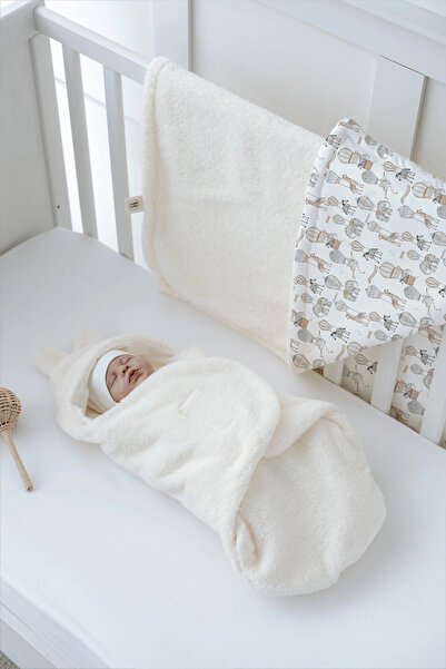 Tuğba Kuğu Plush Swaddle and Double-Sided Blanket - Pureline Series - Dreamland Safari