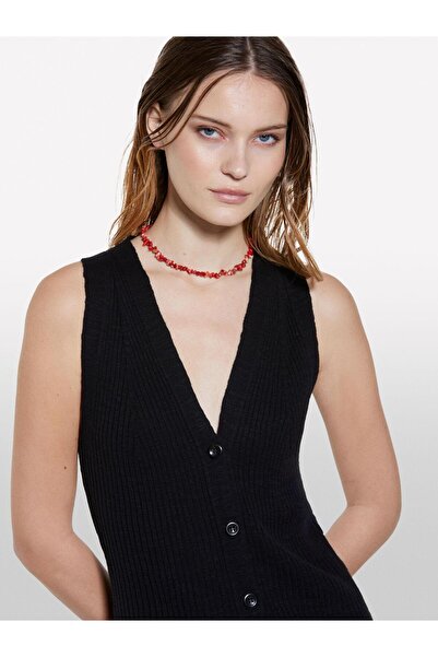 Sisley Women's Linen Blend Slim Fit Knitwear Vest 325P105Gm602J-Sis100