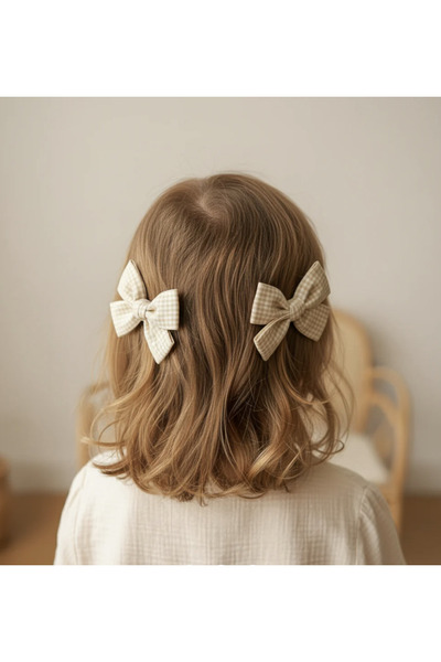 chipiques Beige Gingham 2-Piece Ballerina Bow