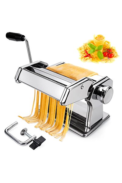 Generic ماكينة صنع المعكرونة - أسطوانة يدوية مع 7 إعدادات سمك قابلة للتعديل وقاطع بعرضين