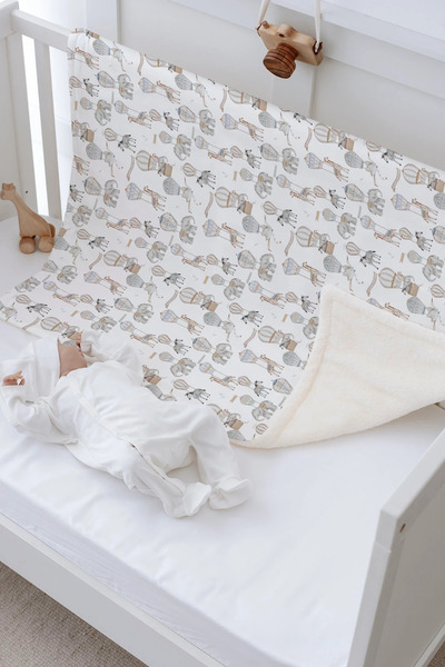 Tuğba Kuğu Plush Double Face Blanket - Pureline Series - Dreamland Safari