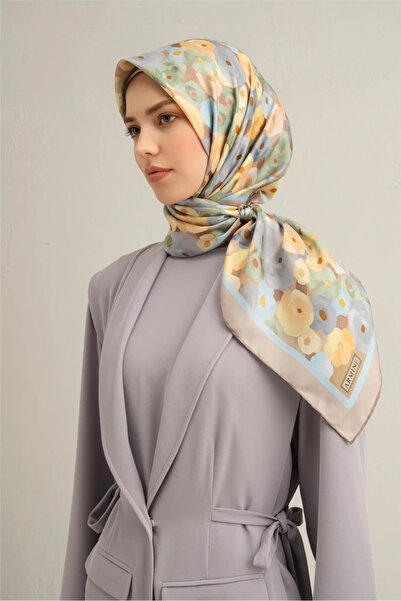 Armine Çiçek Desenli Saf İpek Sura Eşarp 9300D