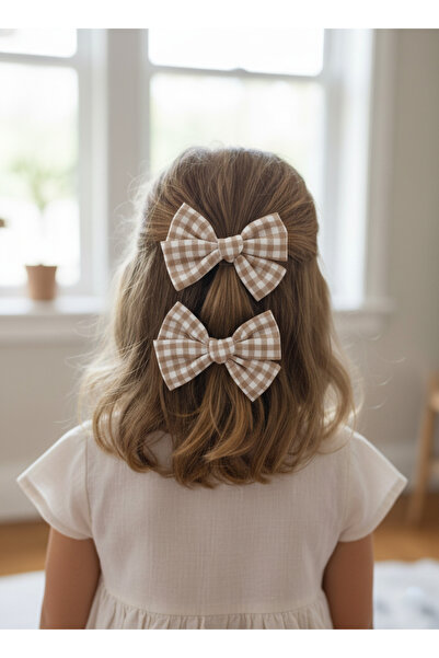 chipiques Beige Large Gingham 2-Piece Ballerina Bow