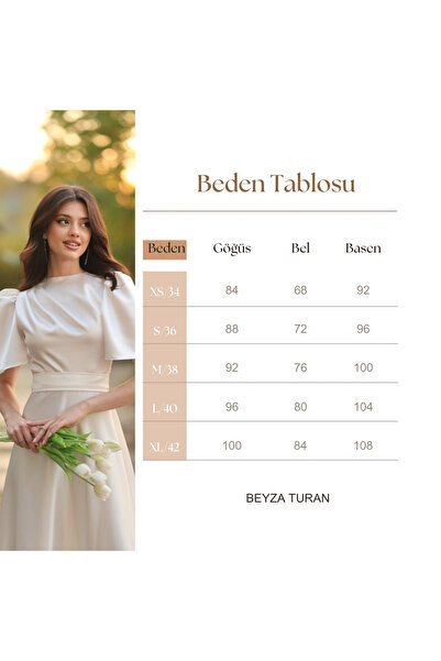 BEYZATURAN Velora kısa kol kloş etek bisiklet yaka beyaz elbise/abiye