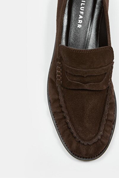 NILUFARR Elwira Bitter Brown Suede Genuine Leather Women's Loafer