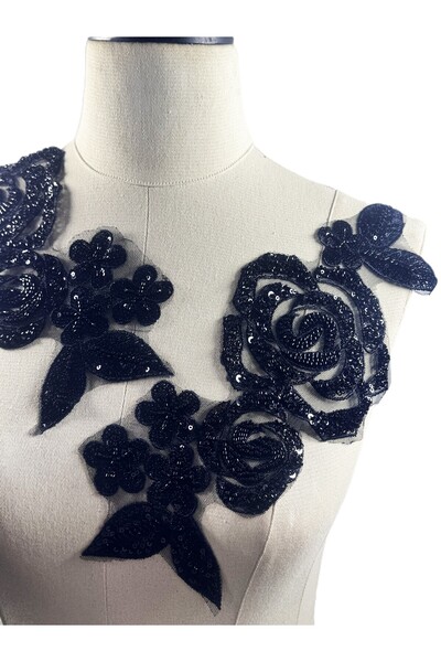 jasmina store gül desenli taşlı takım aplike