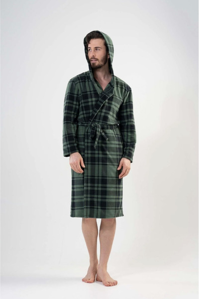 VİENETTA Erkek Polar Ekose Sabahlık