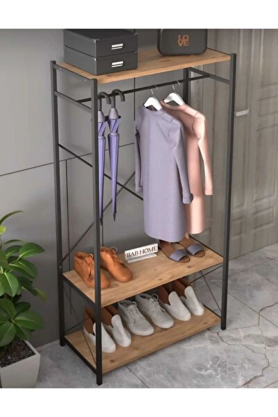 WOODENSA Çok Amaçlı Portmanto Askılık Ayakkabılık Vestiyer Kıyafet Askılığı Atlantik Çam