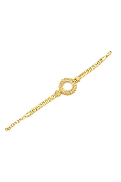 FerizZ Altın Kaplama İmitasyon Zirkon Taşlı Desenli Figaro Burma Model Çeyrek...