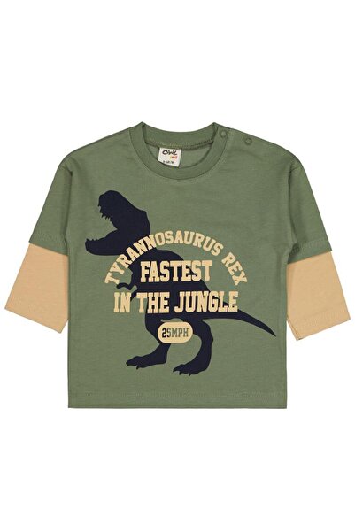 Civil Baby Dinazor Baskılı 6-18 Ay Sweatshirt - Haki 9-12 Ay