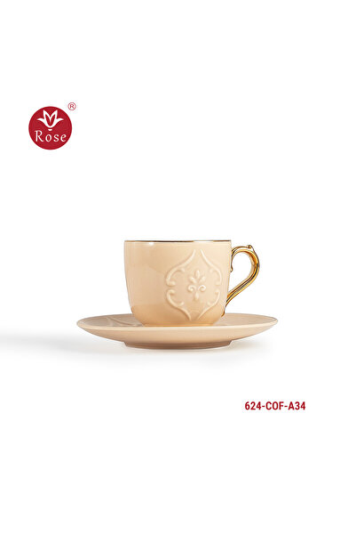 Rose Turkish coffee serving set with a distinctive classic pattern, Rose 624