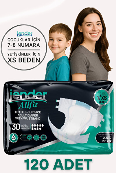 JENDER حفاضات All Fit XS مع حزام للخصر - 4 عبوات من 30 حفاضة خاصة للأطفال وال...