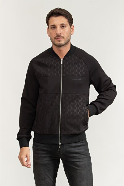 Karl Lagerfeld Erkek Fermuarlı Sweatshirt Siyah