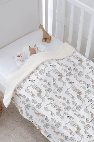 Tuğba Kuğu Plush Double Face Blanket - Pureline Series - Dreamland Safari