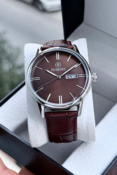 Homies ساعة يد رجالية بحزام جلدي مقاومة للماء حتى 3 أمتار مع علبة هدايا وسوار...