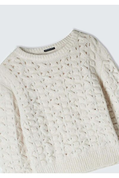 Sisley Women's Kdn_Wool Blend Block Detailed Crew Neck Sweater 324A145Ym105A-Sis14J