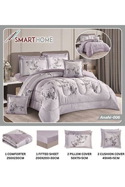 smart home Double-sided winter bedspread (velvet side and fur side) Filled bedspread, 6-piece set, 250x230cm