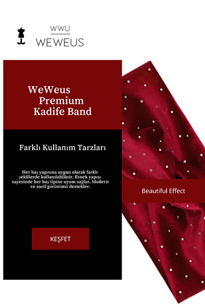 Weweus Bandă de păr premium pentru femei, catifea, culoare burgundă, culoare ...