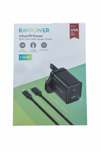 RavPower شاحن كامل مع كيبل تايب سي الى من شركة