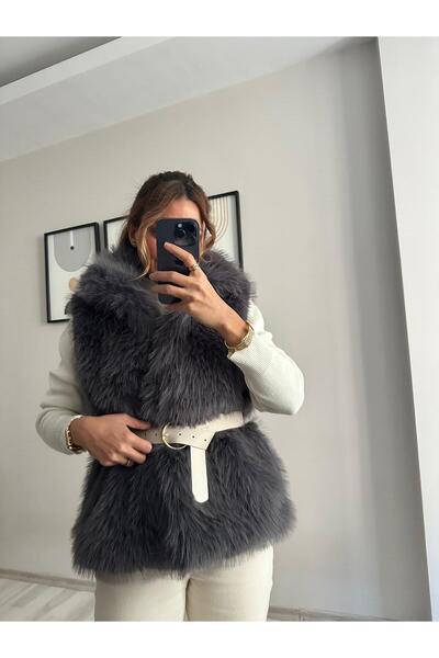 TB Butik Широкий пояс, без рукавів, підкладка з хутра