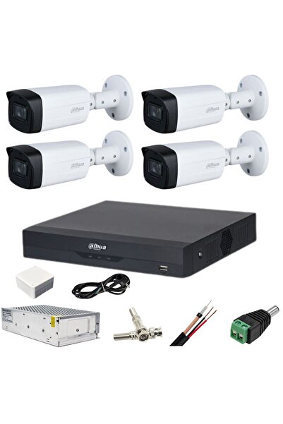 DAHUA Sistem de supraveghere cu 4 camere 5MP Starlight IR 80m DVR WizSense 8MP cu accesorii incluse