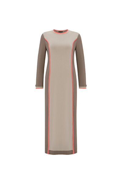 MISS DALIDA Renk Bloklu Triko Vizon Elbise