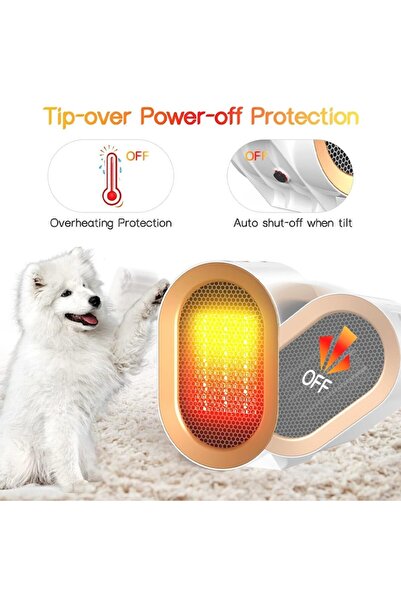 Optim Solution Mini heater 1200W, adjustable thermostat, PTC heating element, portable, white (19.5x12.5x12.5)