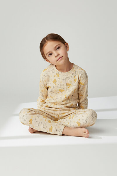 hepbaby Dinazor Desenli Uzun Kollu Çocuk Pijama Takımı %100 Pamuk – 3-6 Yaş