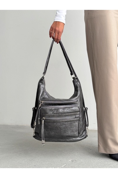 KIRASE New Stylish and Convenient Soft Leather Multi-Section Large Size Backpack and Shoulder Bag