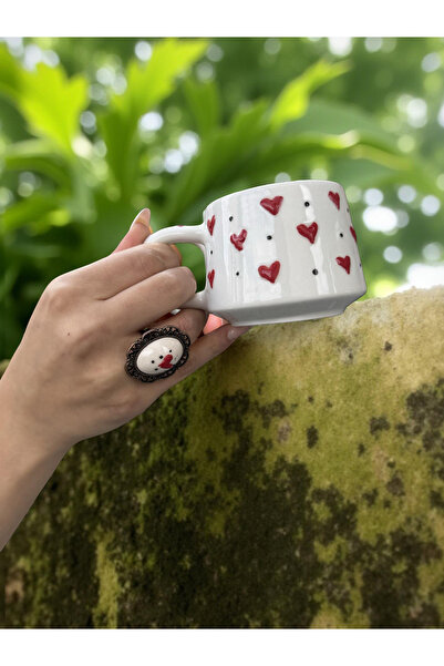 İlbay Çini Takı Cup Ring Set Heart