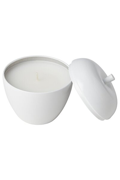 IKEA VINTERFINT Scented candle in metal tin, apple-shaped/Vanilla white, 24 hr