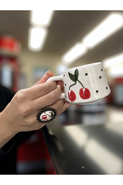 İlbay Çini Takı Cup Ring Set Big Cherry