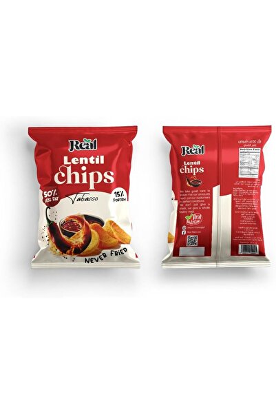 REAL Chips Lentil Tabasco Flavor – 50% Less Fat, Spicy & Crunchy Snack, 60g