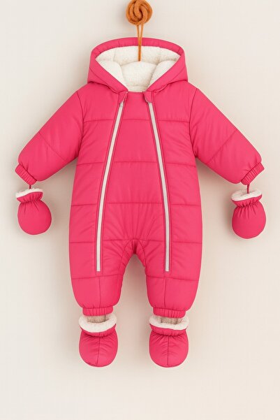 DeKuBaby Yağmur-Soğuk Geçirmez Kapüşonlu Çıkarılabilir Eldiven Ve Patikli Beb...