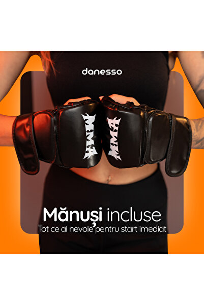 DANESSO Tinta lovituri Box, Danesso®, Difuzor incorporat, Conexiune Bluetooth, Manusi Incluse, Negru