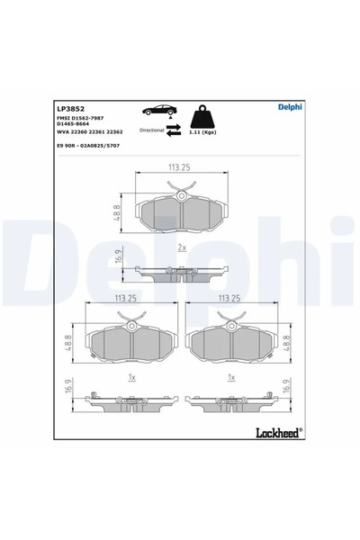 DELPHİ Set Placute Frana Frana Disc Ford Australia Mustang Cupe Ford Usa Mustang