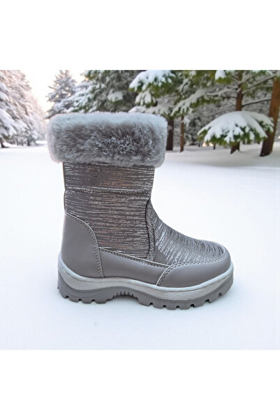 Moda fiesta Kız Çocuk Kürklü Su Geçirmez Kışlık Bot Kaydırmaz Taban Fermuarlı