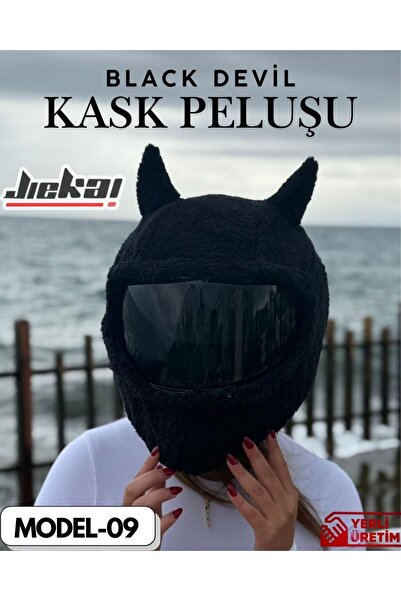 JİEKAİ MODEL-09 KASK PELUŞU-KILIFI TEK EBAT BLACK DEVİL