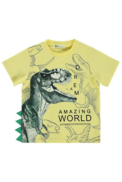 Civil Boys Dinosaur World Printed 2-5 Years Old T-Shirt - Yellow2-3 Years Old