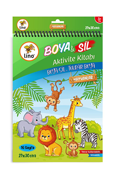 Lino Boya Sil Aktivite Boyama Kitabı - Hayvanlar A4 Ebat (Silinebilir)