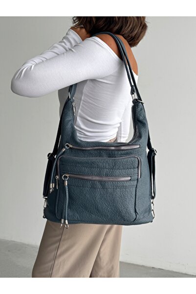 KIRASE New Stylish and Convenient Soft Leather Multi-Section Large Size Backpack and Shoulder Bag