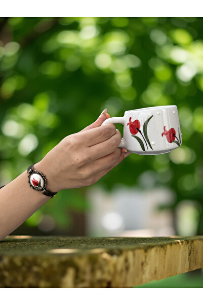 İlbay Çini Takı Cup Bracelet Set Red Tulip