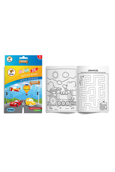 Lino Paint Erase Activity Coloring Book - Vehicles A5 Size (Erasable)