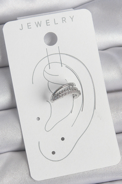 Skygo Brass Silver Color Zircon Stone 3 Row Women's Cartilage Earrings - Tj-Bkp10554