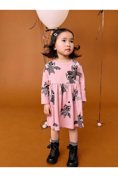 Next Baby Cotton Pink Halloween Long Sleeve Embellished Dress