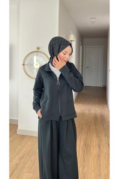 Mihran Butik Emily Modal Fabric Zippered Dress with Double Bottom Top Set