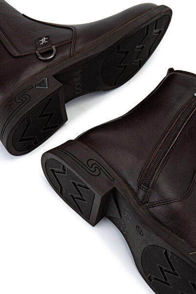 Tamer Tanca Kadın Hakiki Deri Kahverengi Topuklu Bot