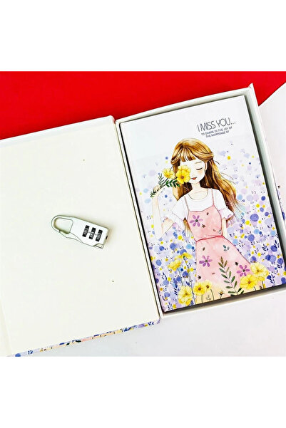 Evistro Kilitli Kutulu Ajanda Günlük Not Hatıra Defteri Notebook Beyaz