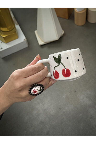 İlbay Çini Takı Cup Ring Set Big Cherry